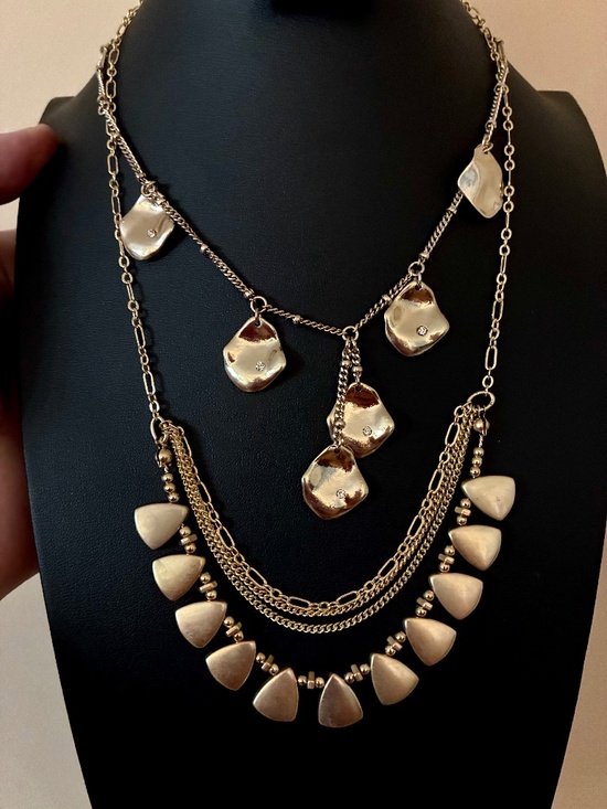 Source Unknown Jewelry - Duo of Unique Gold Tone Necklaces